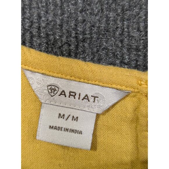 Ariat Mona Top Womens Medium Yellow Embriodered Boho Western Tassals Shirt - Picture 3 of 10
